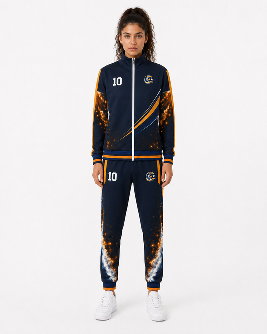 Island Legacy Rising Tide — Deep Navy, Orange & Blue Unisex Tracksuit Set — front
