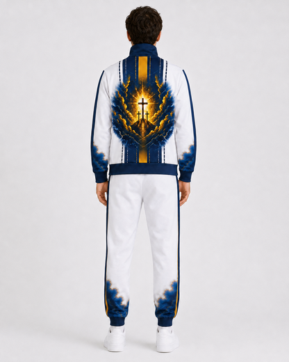 Island Legacy Rising Tide — White, Deep Navy & Gold Unisex Soccer Tracksuit Set — back