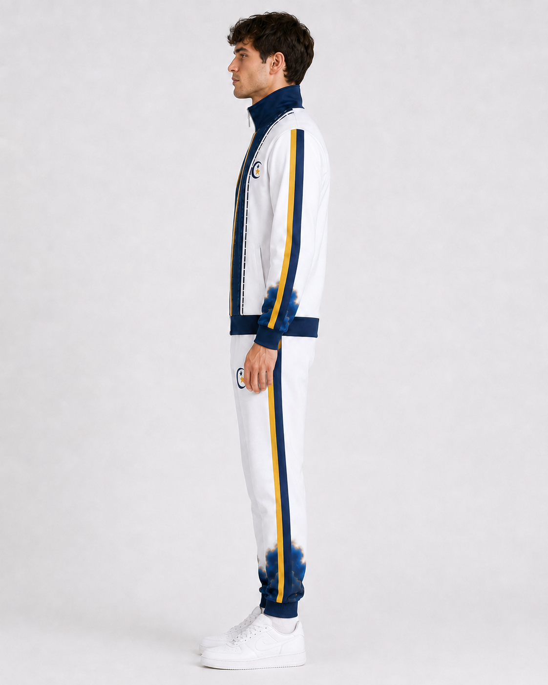 Island Legacy Rising Tide — White, Deep Navy & Gold Unisex Soccer Tracksuit Set — side
