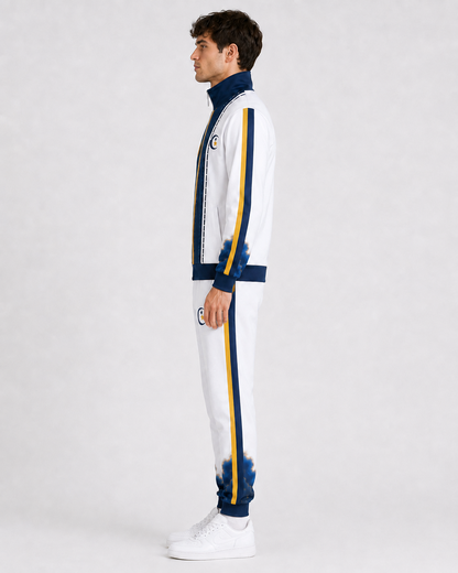 Island Legacy Rising Tide — White, Deep Navy & Gold Unisex Soccer Tracksuit Set — side