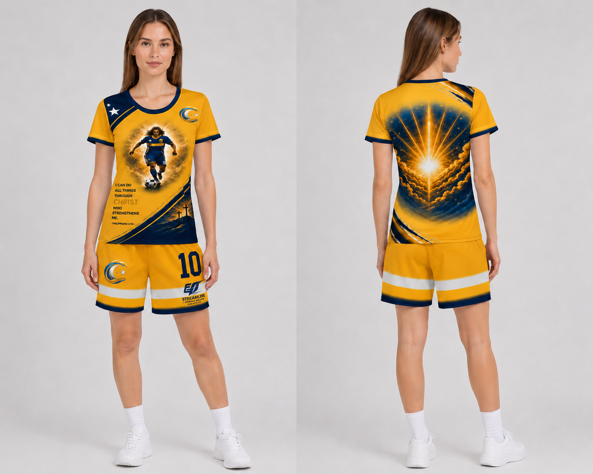 Island Legacy Rising Tide — Yellow & Deep Navy Women's Athletic Set — complete look