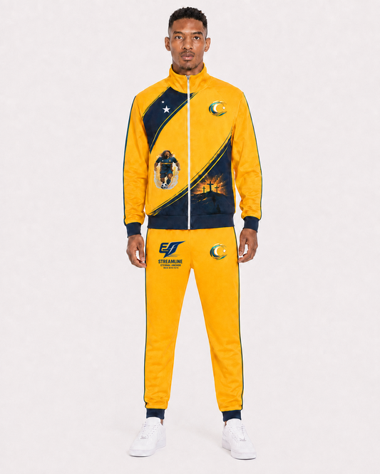 Island Legacy Rising Tide — Yellow & Deep Navy Unisex Tracksuit Set